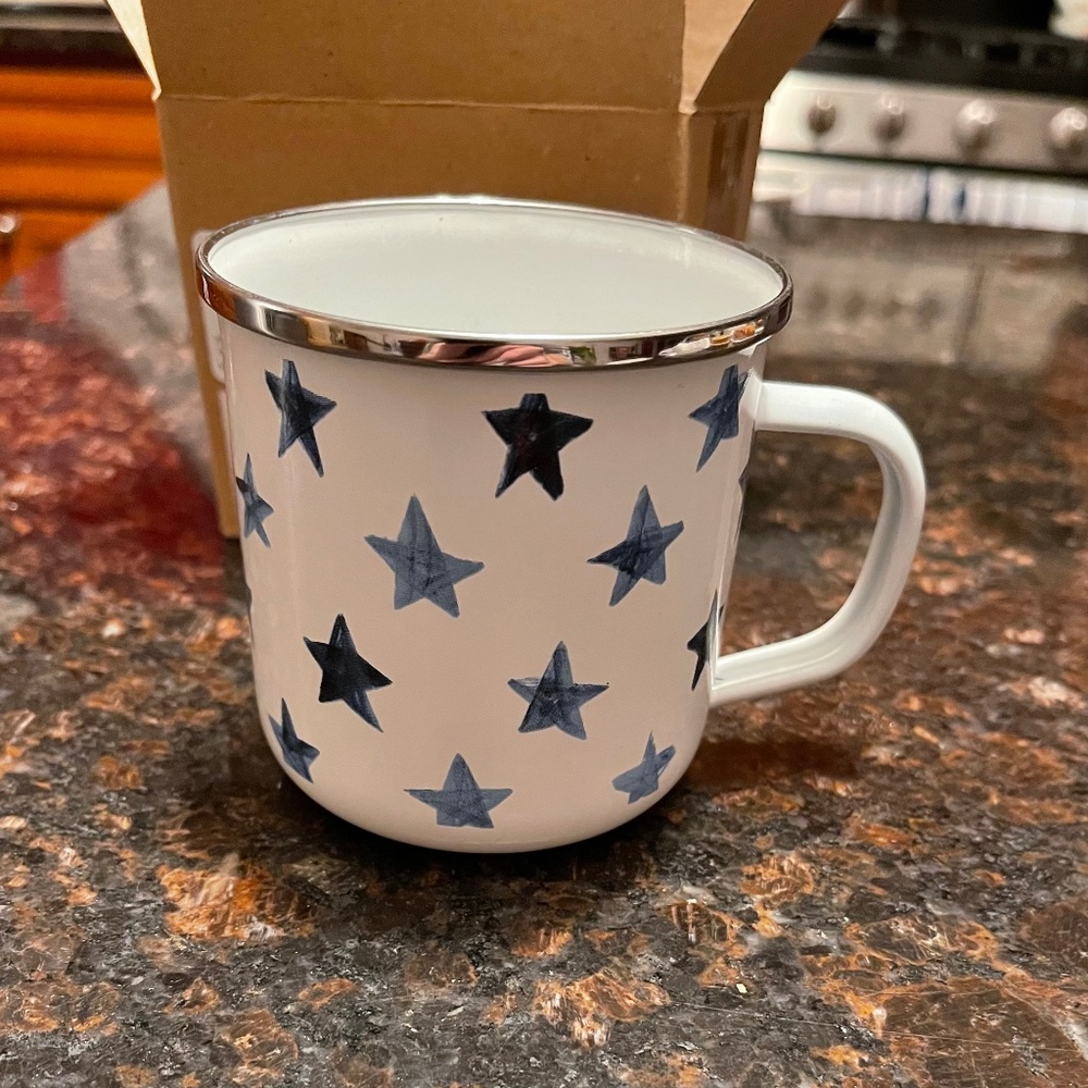 New Pottery Barn Americana Watercolor Stars Enamel Mug - Picture 5 of 11